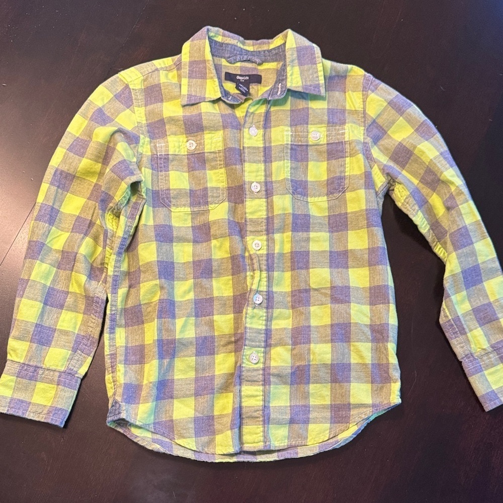 GAP Kids Checkered Shirt - Yellow and Blue